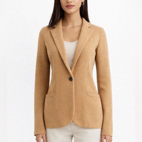 J. Crew Jackets & Blazers - J Crew Sweater Blazer Women’s Size Small Camel 100% Cotton Knit Jacket Classic